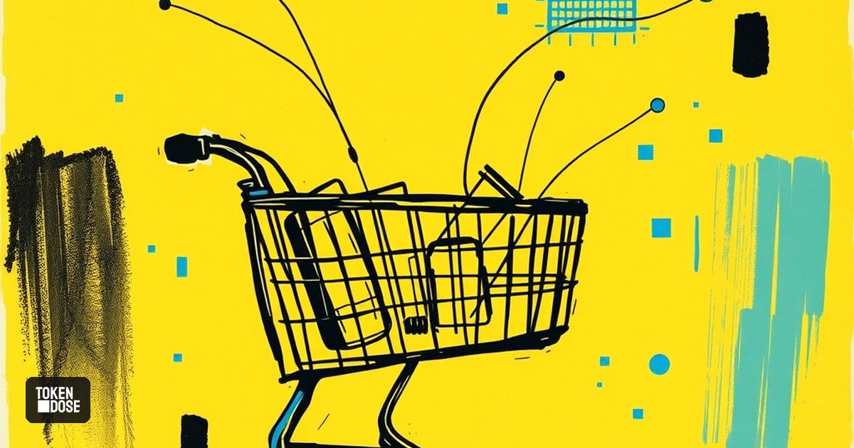 Un caddie de courses transparent dont les produits sont reliés par des fils à un écran lointain, symbole d’un historique de navigation transmis en secret