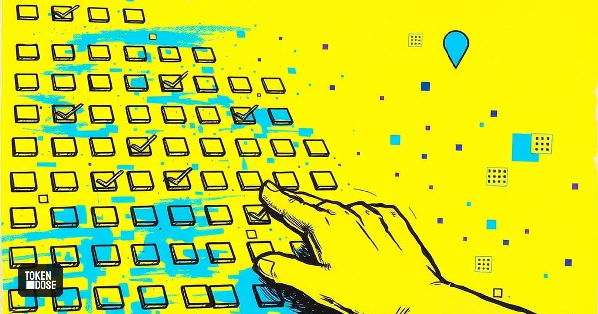 Une main anonyme clique sur des cases à cocher devant une grille de données, surveillée par de petits yeux stylisés