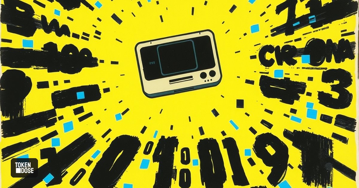 Une cartouche de jeu rétro posée sur une grille de chiffres lumineux, évoquant un jeu caché dans un modèle d’IA